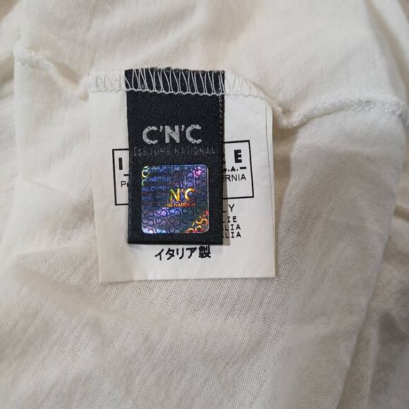 Cnc Costume national womens xsmall graphic teeshirt cream pink lightweight sheer - Picture 7 of 11